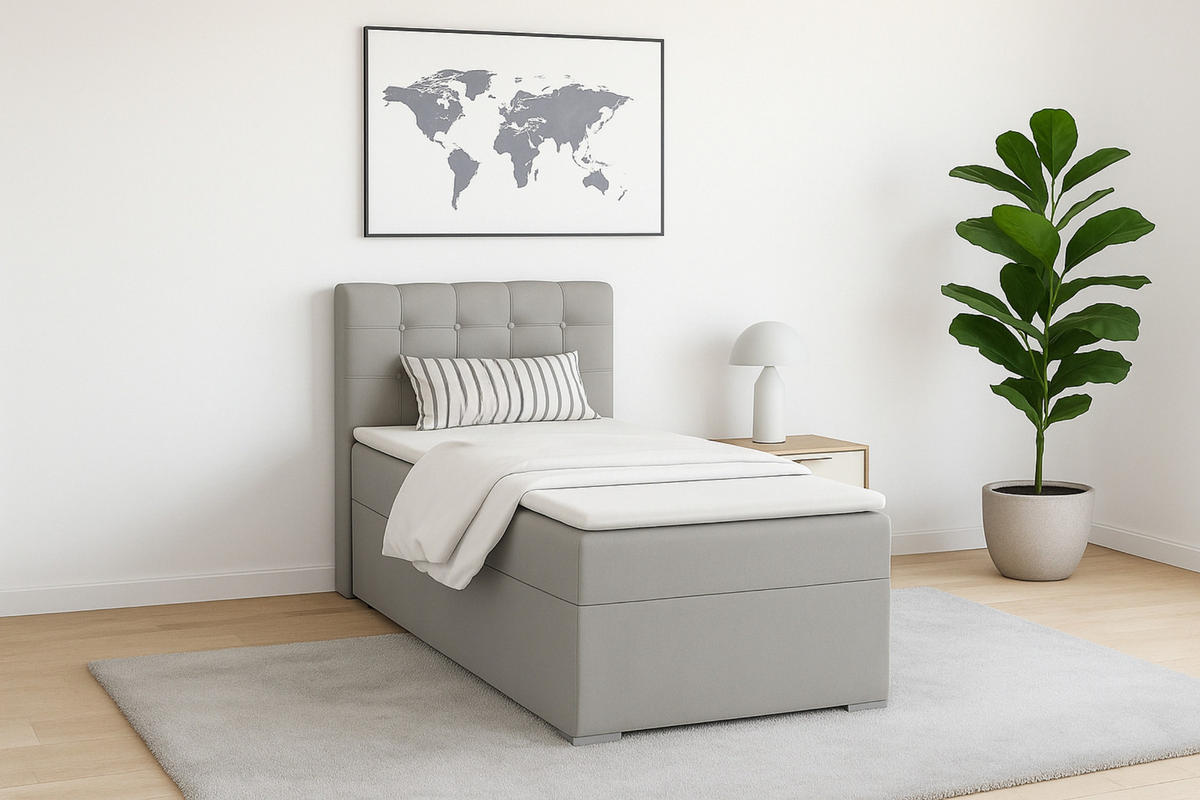BOXBETT JUNG 3 100/200 Hellgrau H3 Öffnung rechts - Hellgrau, Holz/Holzwerkstoff (100/200cm) - Deine Möbel 24