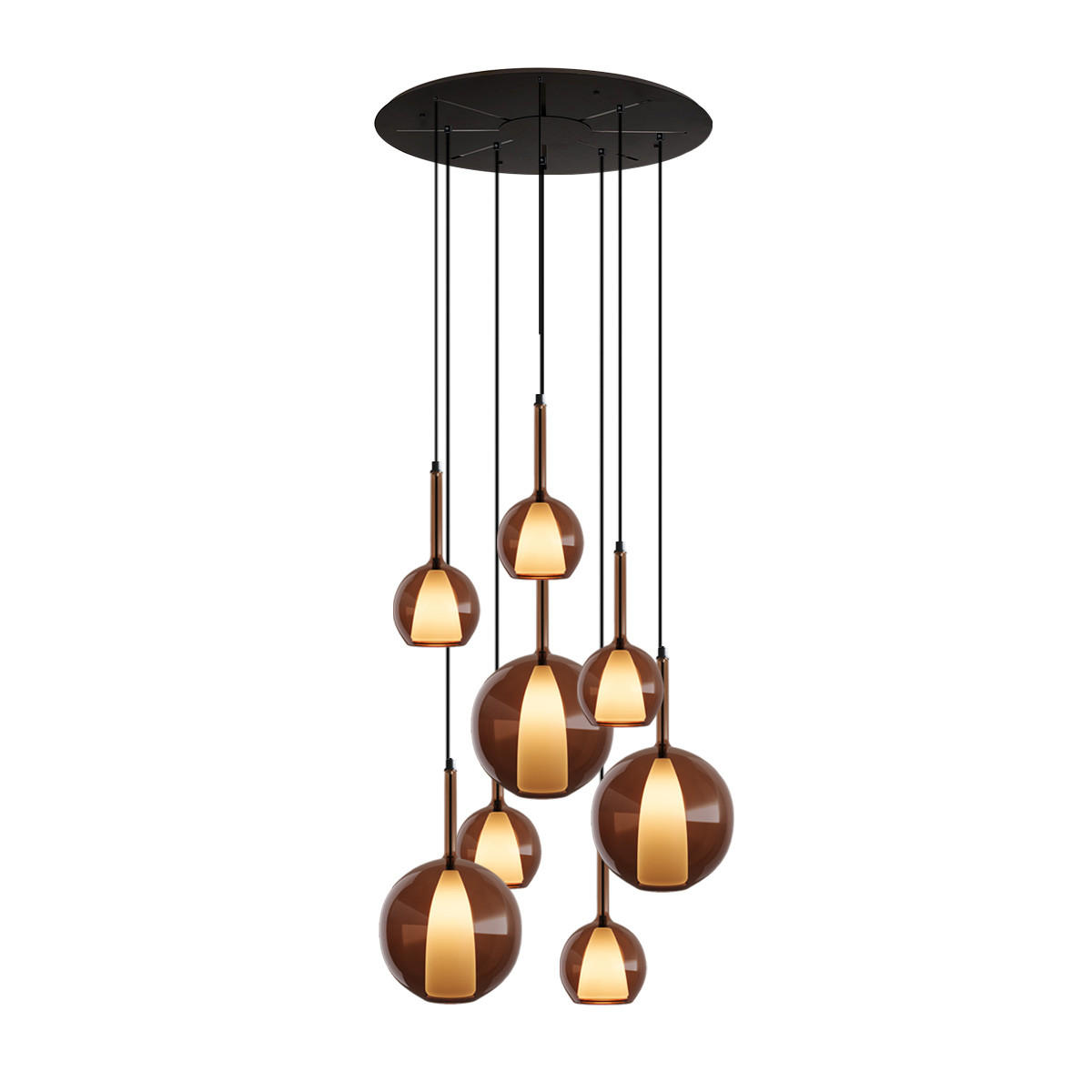 GALERIELEUCHTE Belluna 8-flammig Braun Ø 14/24cm - Braun, Glas (24/24/45cm) - s.luce