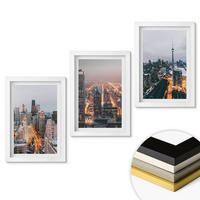 WANDBILDER 3er-Set - 20x30 cm Weißer Rahmen - Städte bei Nacht, Wolkenkratzer, Lichter - Weiß, Kunststoff (20/30cm) - ArtPrintCave