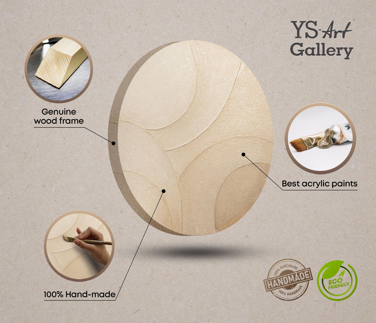 GEMÄLDE Ornamente des Windes auf Keilrahmen 100 cm - Beige, Holz (100/100cm) - YS-art gallery