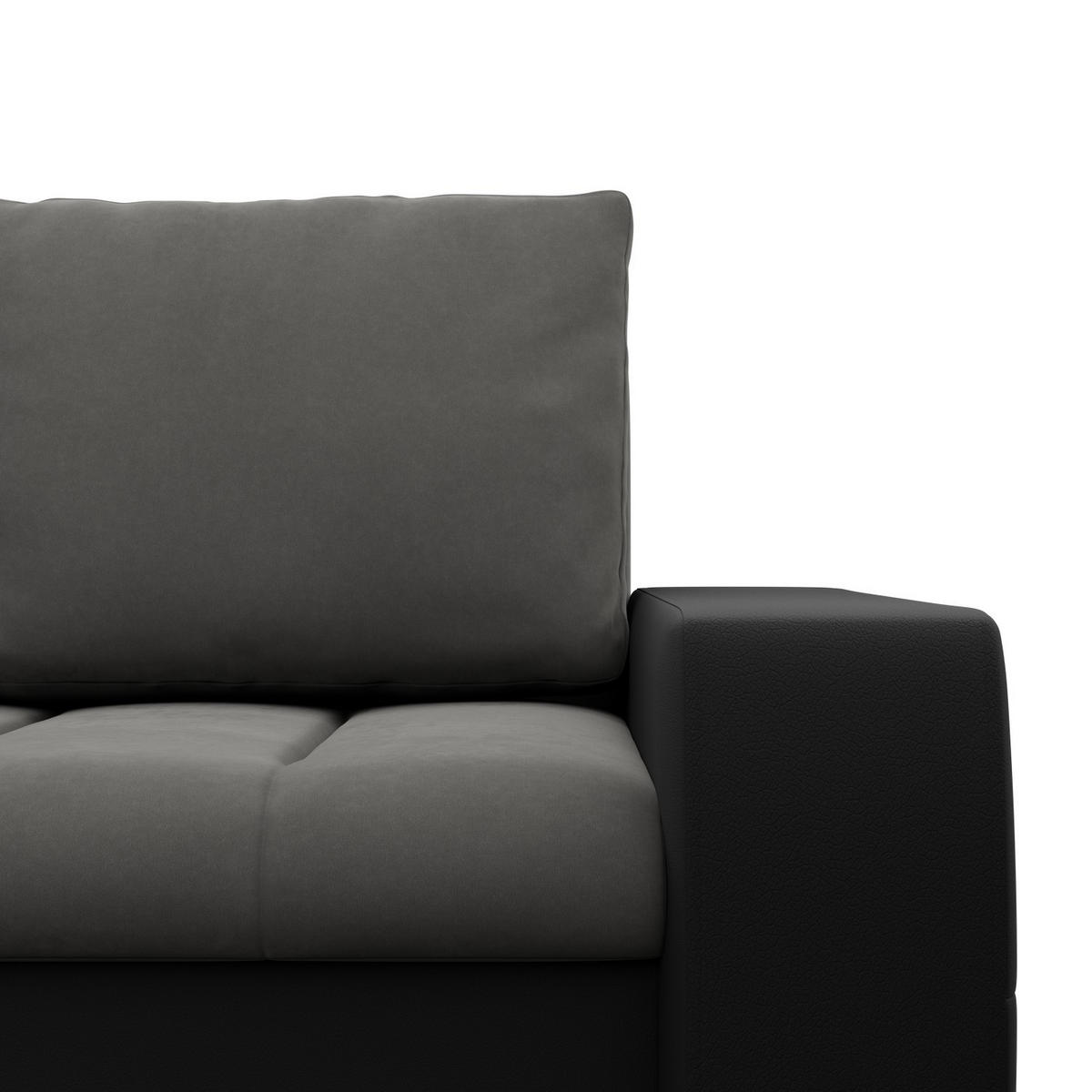 ECKSOFA MIT SCHLAFFUNKTION AURORA RECHTS, Dunkelgrau + Schwarz - Dunkelgrau/Schwarz, Textil (243/200cm)