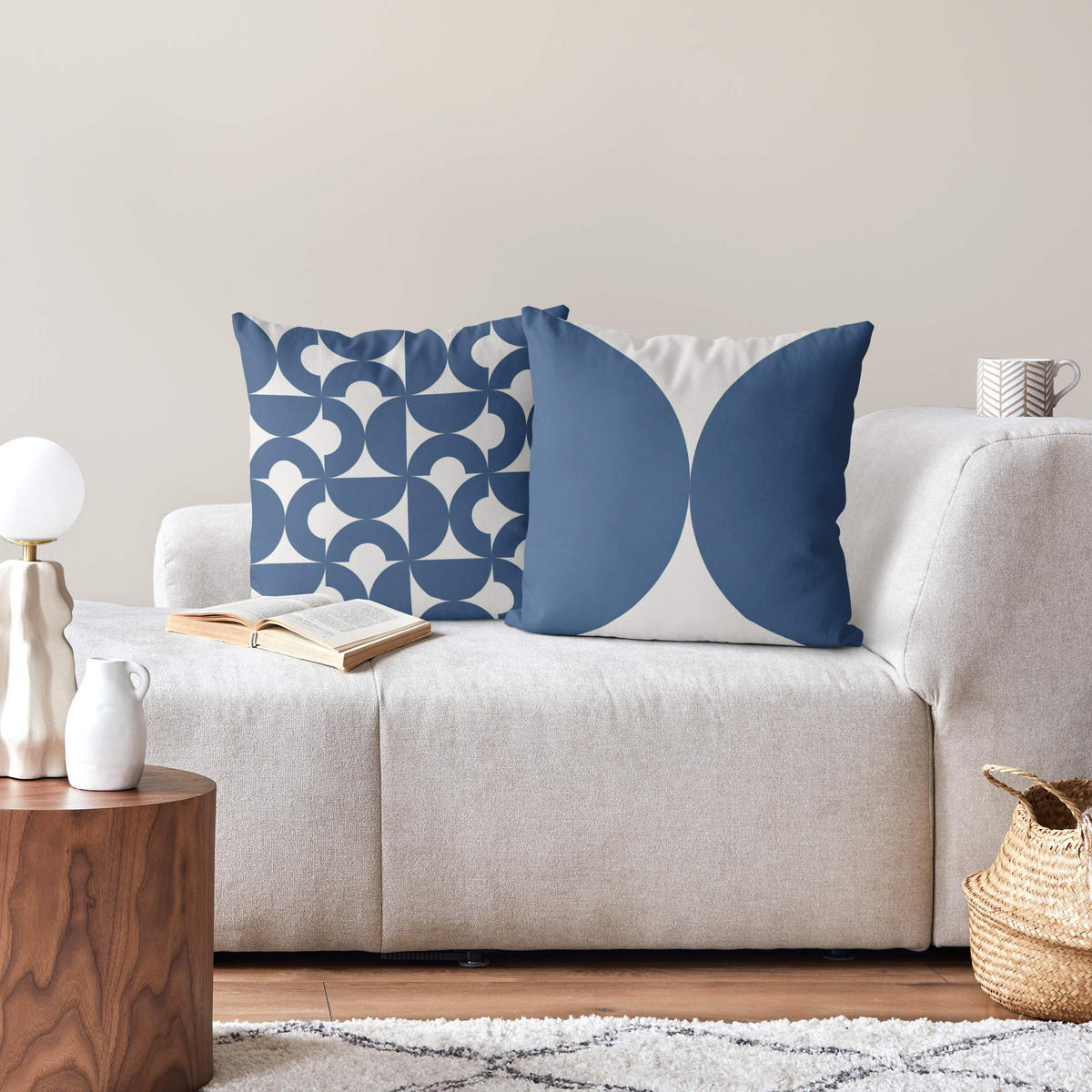 DEKOKISSEN 2er-Set Modernes Muster Duo III 50/50 cm - Blau, Textil (50/50cm) - Bilderwelten