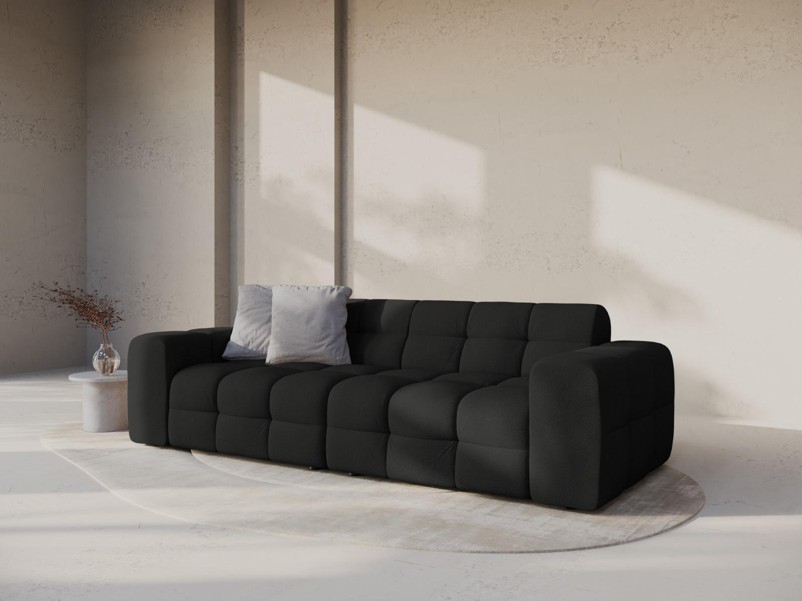 Thumbnail - Micadoni Sofa, Schwarz, Textil, 4-Sitzer, 255x79x103 cm, Hergestellt in Europa, Wohnzimmer, Sofas & Couches, Sofas
