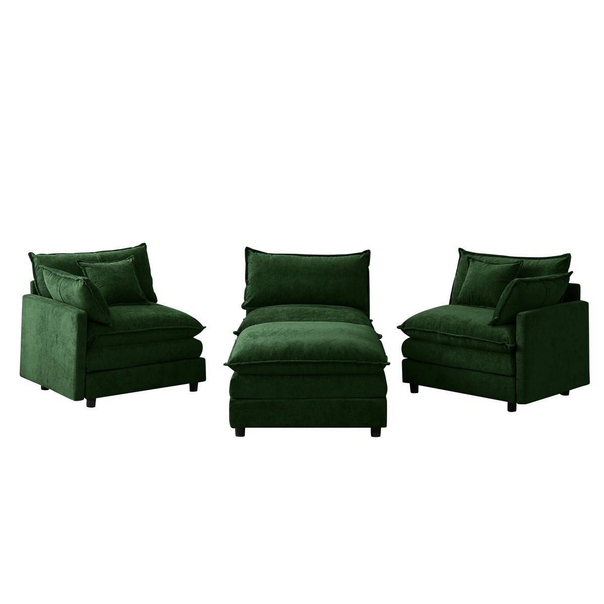 ECKSOFA 267/154/85 cm Grün mit Chaiselongue und Hocker - Grün, Textil (267/154cm) - Oxeza