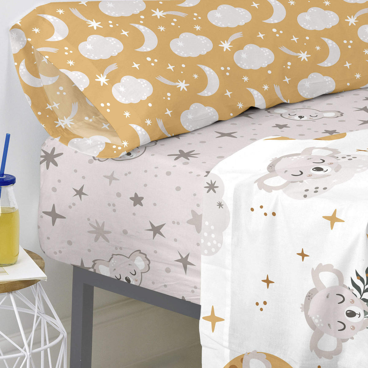 SPANNBETTTUCH baby koala 105x200x32 cm mehrfarbig - Multicolor, Textil (105/200cm) - Happy Friday