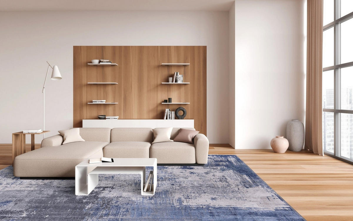 TEPPICH Design englische Kettelung blau - Blau, Textil (200/290cm) - AFK Living