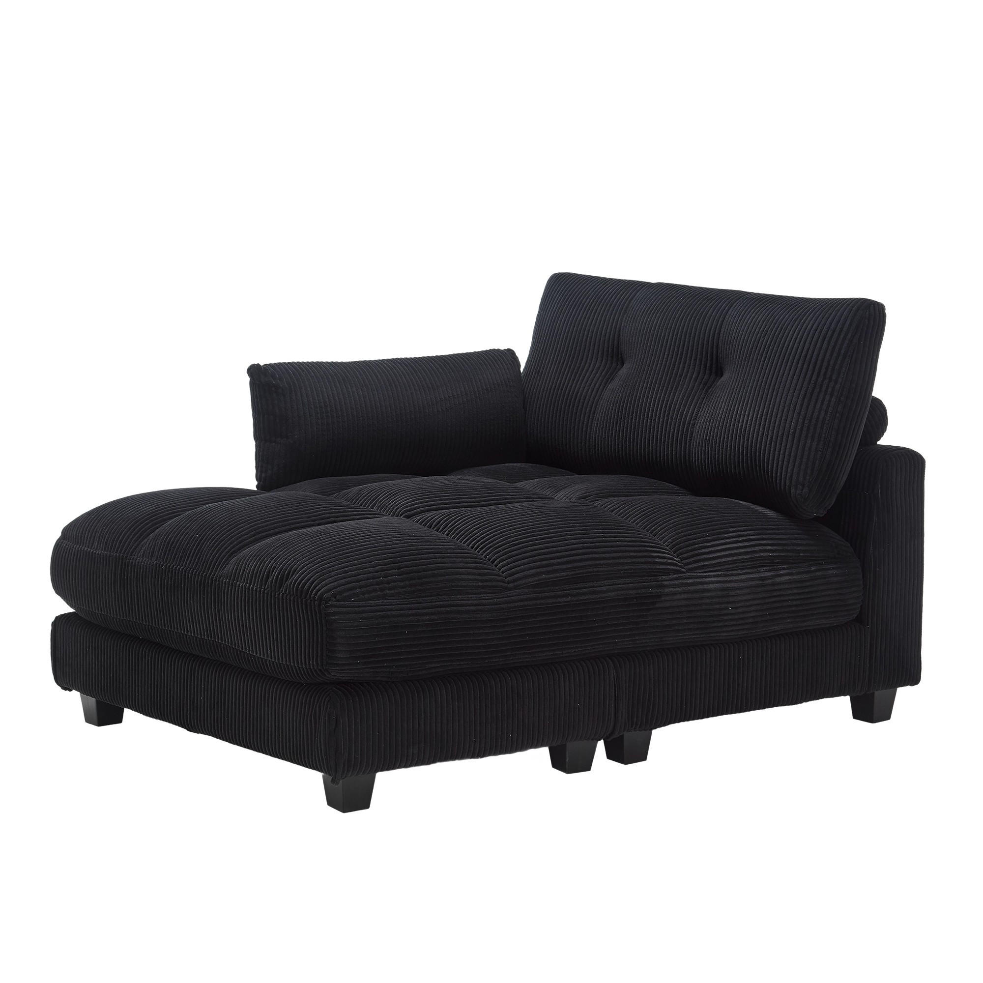 CHAISELONGUE Polsterliege,Ottomane,Sofa,Cordstoff,Schwarz - Schwarz, Textil (112/81/140cm) - LVHOM
