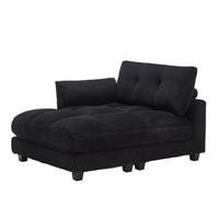 CHAISELONGUE Polsterliege,Ottomane,Sofa,Cordstoff,Schwarz - Schwarz, Textil (112/81/140cm) - LVHOM