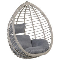 HÄNGESESSEL PE Rattan hellgrau 106 cm mit Sitzkissen Tollo - Grau, Kunststoff (106/116/74cm) - Beliani