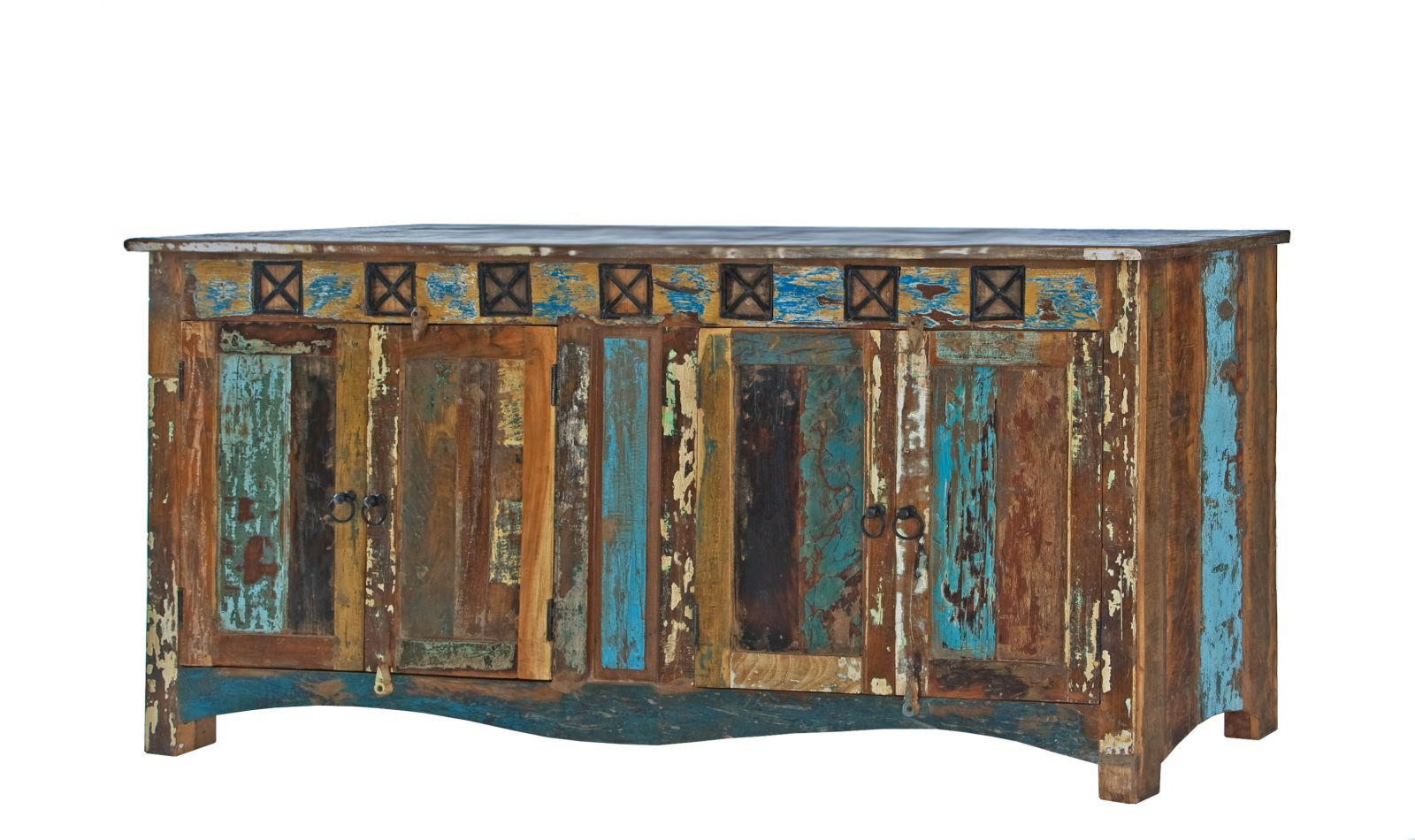 SIDEBOARD Altholz 178x42x88 mehrfarbig lackiert NATURE OF SPIRIT #40 - Multicolor, Holz (178/88/42cm) - Massivmoebel24