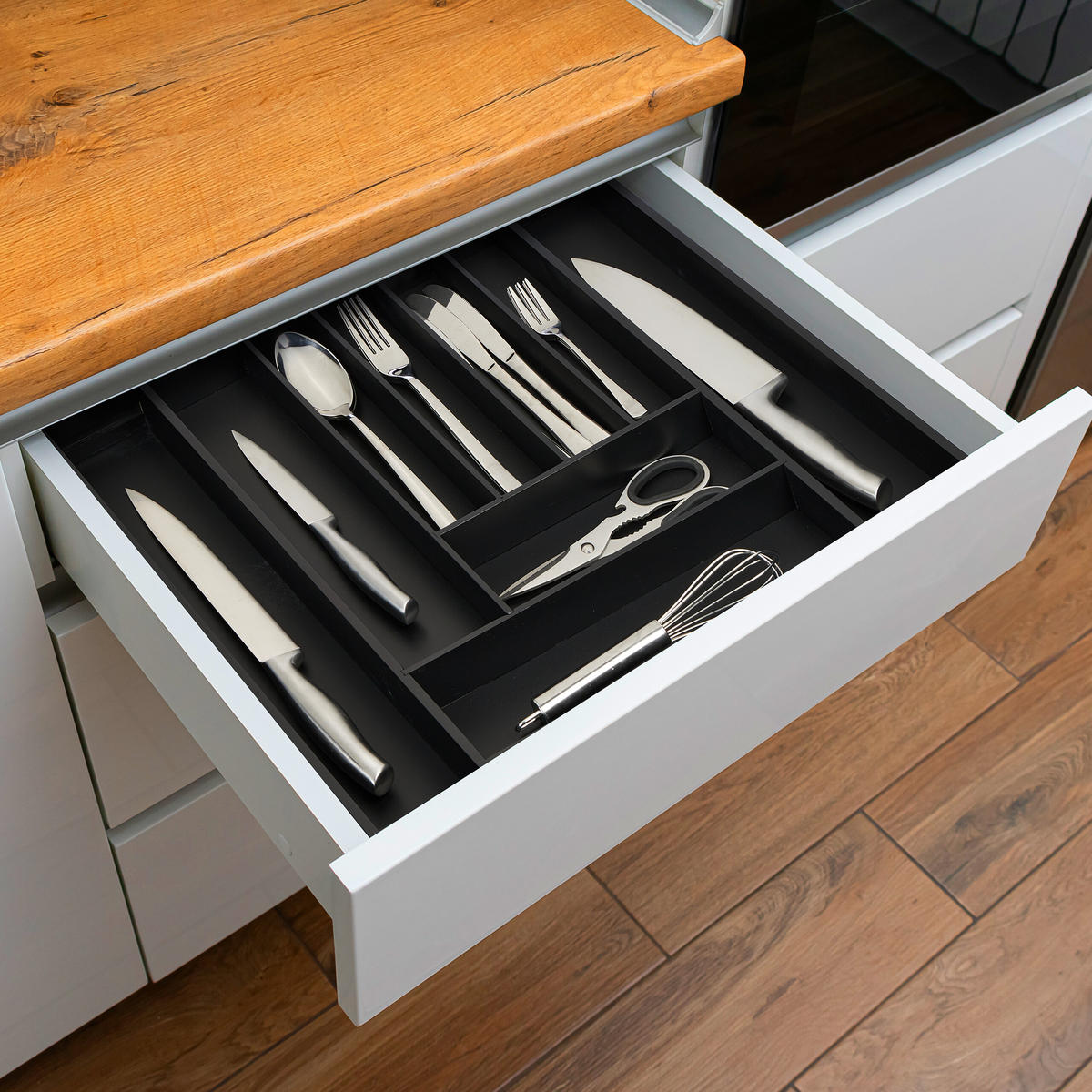 BESTECKKASTEN - Schwarz, Holz/Holzwerkstoff (33.5/5/44.5cm) - Relaxdays