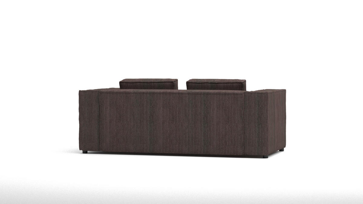 2-SITZER-SOFA Nova Dunkelbraun Cord - Dunkelbraun/Schwarz, Holz/Kunststoff (196/64/92cm) - S-Style Möbel