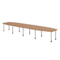 KONFERENZTISCH XXL KT52 130/520/74 cm in Nussbaumfarben/Füße in Silberfarben - Silberfarben/Nussbaumfarben, Holzwerkstoff (130/520/74cm) - bümö