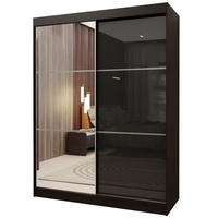 SCHWEBETÜRENSCHRANK VITALE 150/216/61 cm 2-türig mit Spiegel Schwarz - Schwarz, Holzwerkstoff (150/216/61cm) - MASSENO