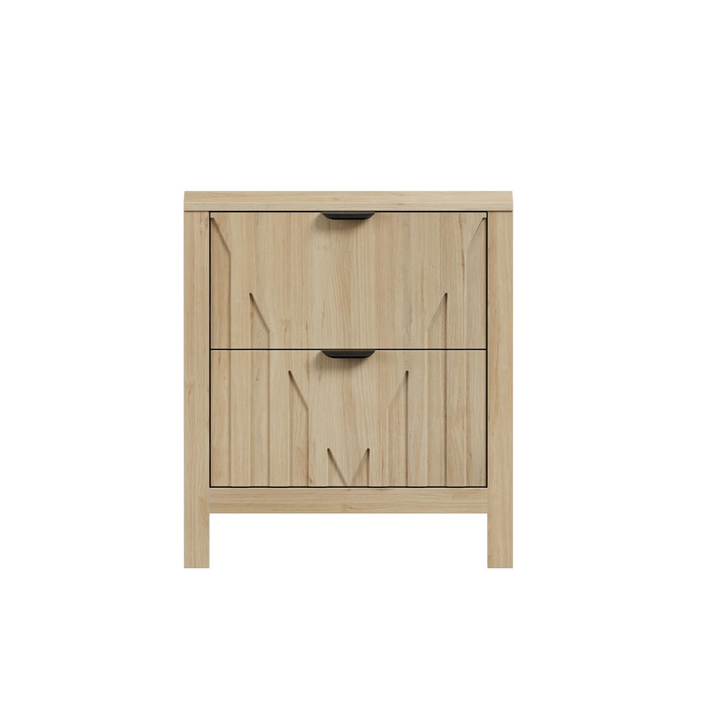 NACHTTISCH mit 2 Schubladen in Eichenoptik - Nachttisch im Mid-Century-Modern-Stil mit Metallgriffen - Eichefarben, Holzwerkstoff (48/55.5/40cm) - DELFA