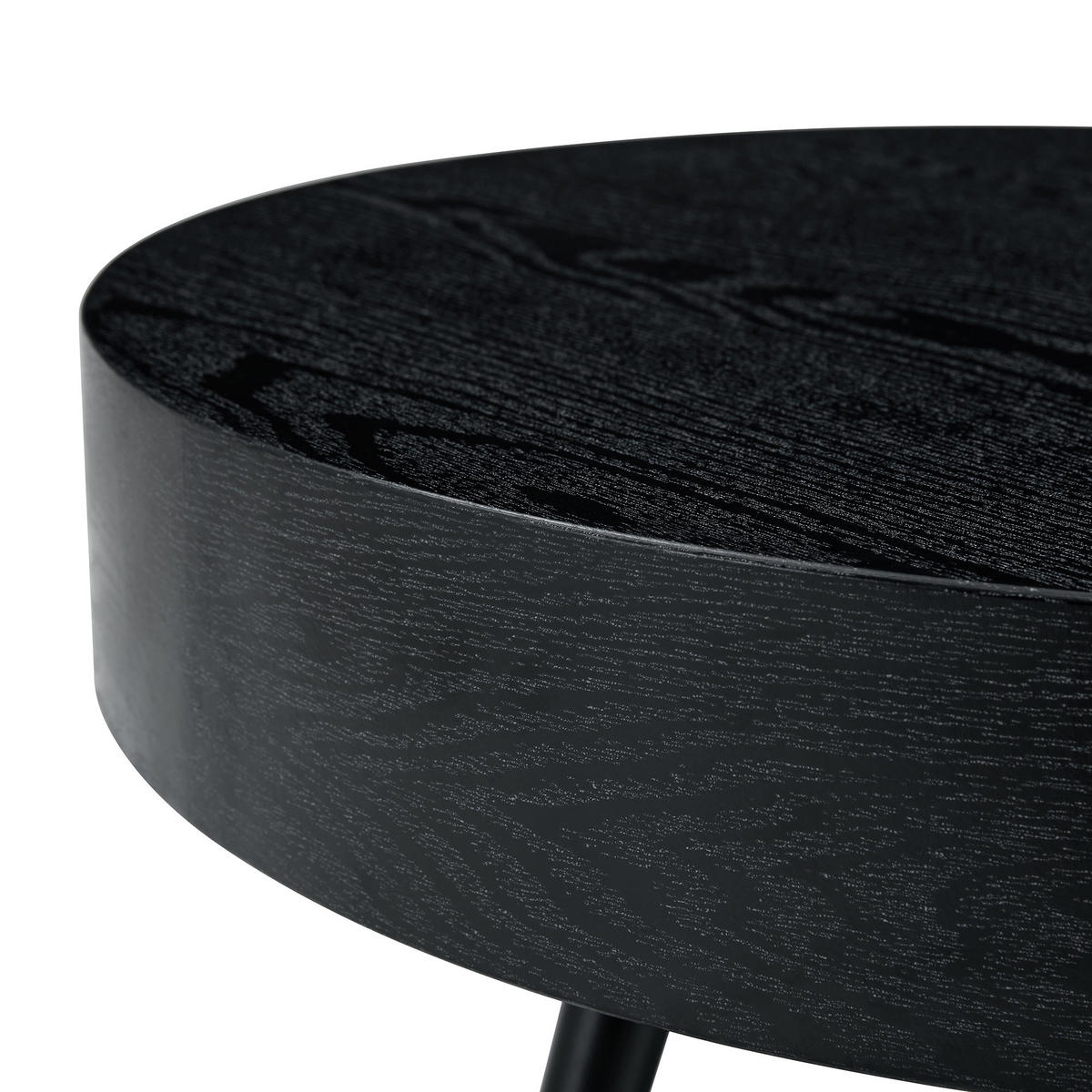 RUNDER COUCHTISCH Holzoptik Schwarz - Schwarz, Metall (70/70/35.5cm)