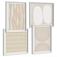 BILDER SET 4er Set - 50x50 cm & 40x60 cm Weißer Rahmen - Abstrakte Boho-Musterformen - Weiß, Kunststoff (50/50cm) - TULUP