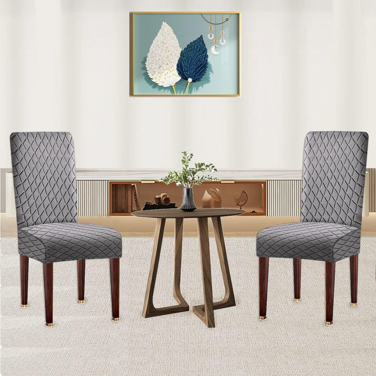 STUHLHUSSE Premium Wasserdicht Stretch Stuhlbezug Dunkelgrau 2 Stück - Dunkelgrau, Textil (45/45cm) - Kaket