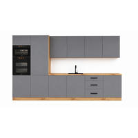 KÜCHENZEILE 360 cm – Nexa K109-G360 – in Beige / Matt - Beige/Schwarz, Holz/Metall (360/212/58cm) - ROYAL24_MARKT