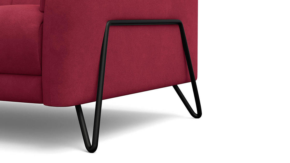 SOFA RODEN 2-Sitzer, rostrot, Veloursstoff - Rot, Holz/Textil (152/82/103cm) - Wozimo