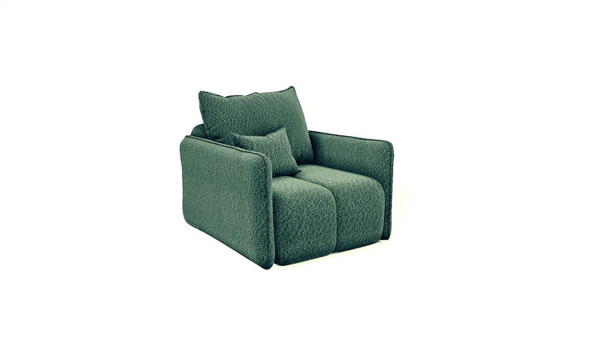 SOFASET Morgano 3-2-1 - Grün, Holzwerkstoff/Textil (216/86/102cm) - Fun Möbel