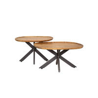 COUCHTISCH-SET RUBY Braun Akazie - Schwarz/Braun, Holz/Metall (70/48/45cm) - KAWOLA