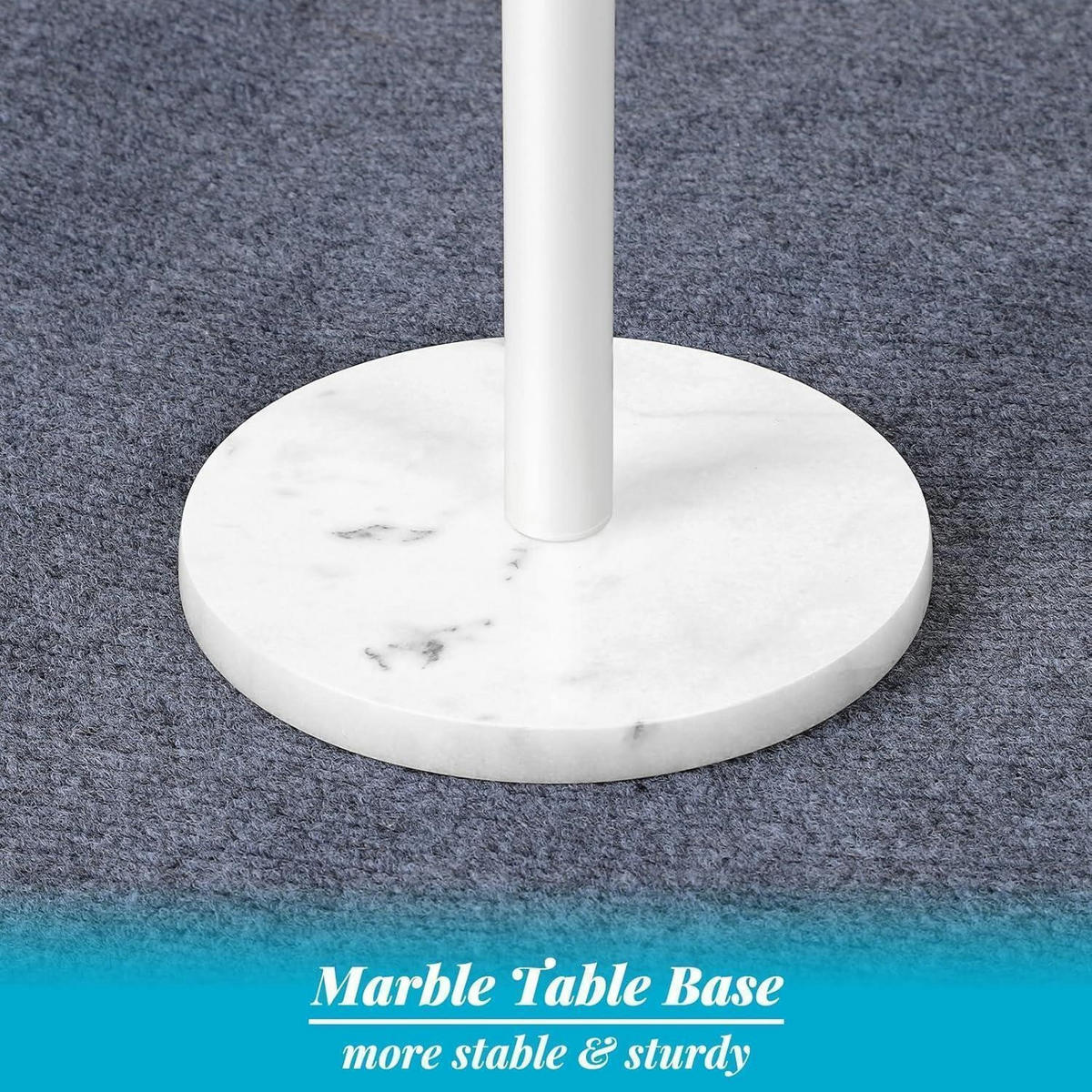 BEISTELLTISCH 2er-Set rund weiß Marmorsockel 32 cm - Weiß, Stein (32/32/62.5cm)