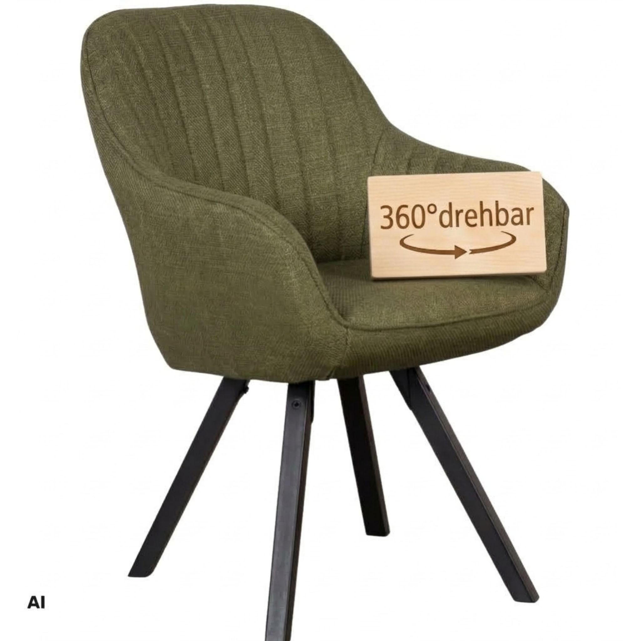 ESSZIMMERSTUHL Matera, drehbar - Beige/Schwarz, Naturmaterialien/Textil (59/89/61cm) - Mr. Deko