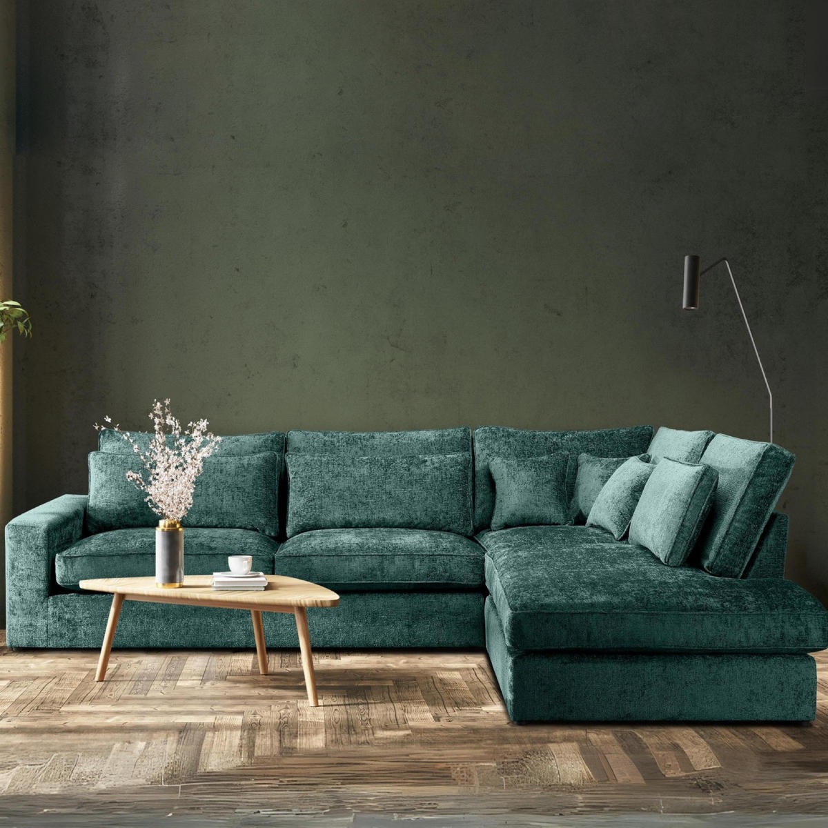 ECKSOFA RECHTS IMPERA Modern 4/5 Sitzer, Marineblau - Blau, Textil (314/224cm) - KONSIMO®