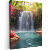 LEINWANDBILD Wasserfall - Natur - Pflanzen - Dschungel - Wasser 30x40 cm - Grün, Textil (30/40cm) - MuchoWow