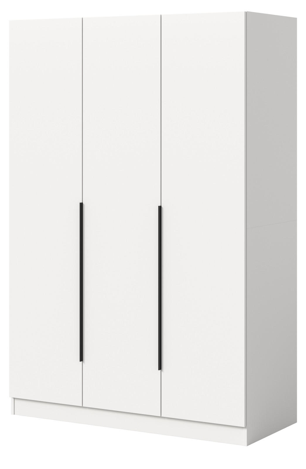 KLEIDERSCHRANK weiß 3-türig 120 x 181 cm, Drehtürenschrank mit Kleiderstange - Schwarz/Weiß, Holzwerkstoff/Kunststoff (120/181/52cm) - Inn.Furn