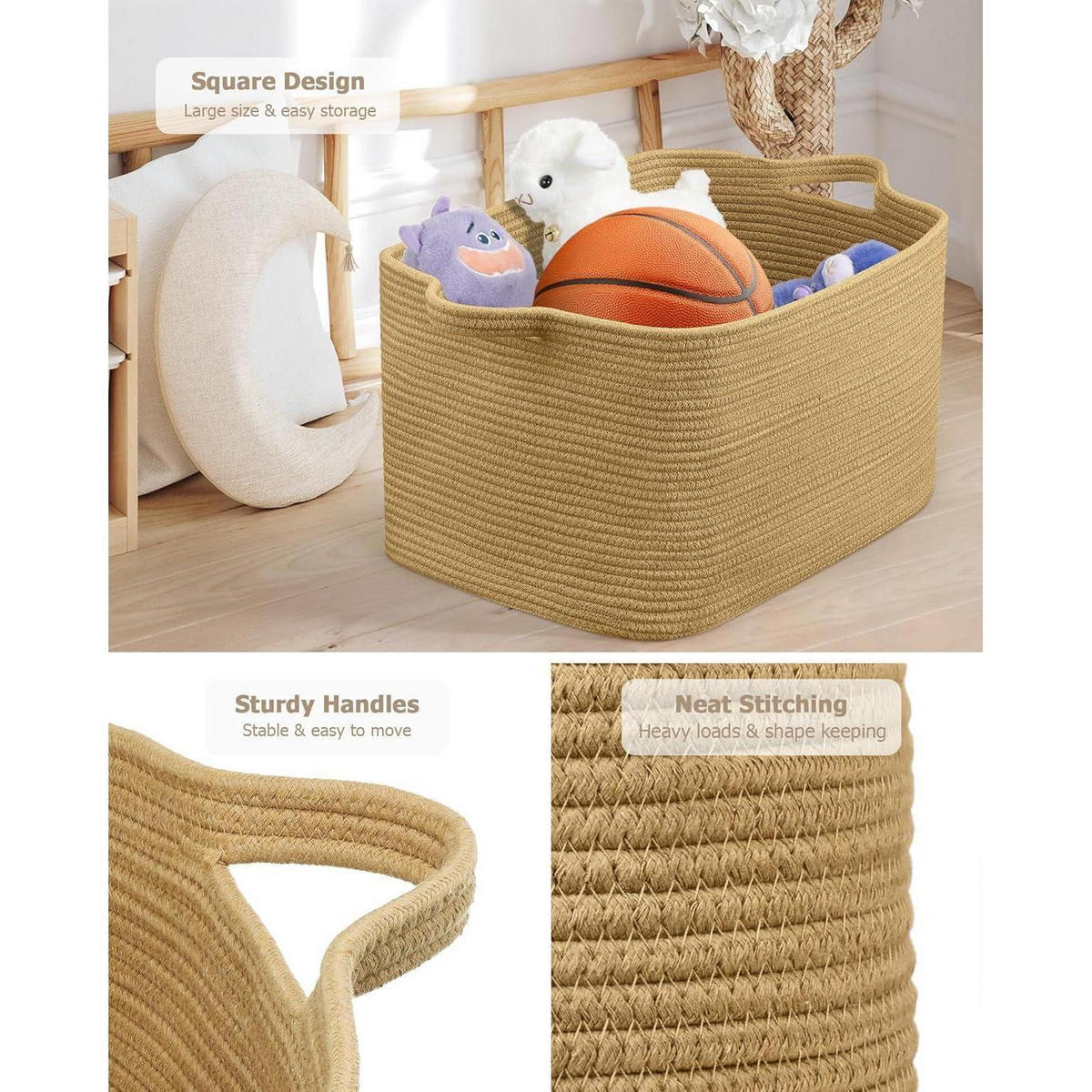 WÄSCHEKORB 2-teiliges Set Baumwolle 63L Gelblich-braun - Braun, Naturmaterialien (38/30/55cm)