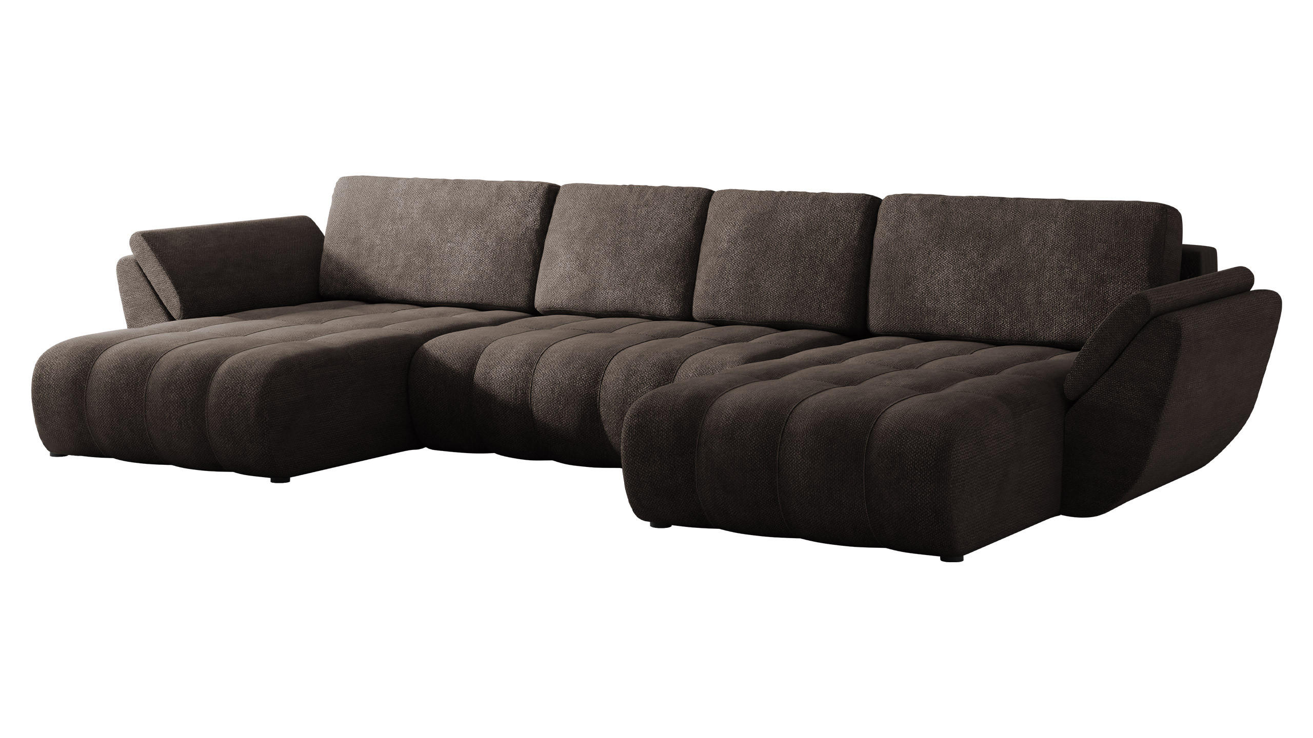WOHNLANDSCHAFT Faro U - Schwarz/Braun, Holz/Kunststoff (383/86/195cm) - MIRJAN24