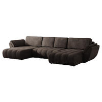 WOHNLANDSCHAFT Faro U - Schwarz/Braun, Holz/Kunststoff (383/86/195cm) - MIRJAN24
