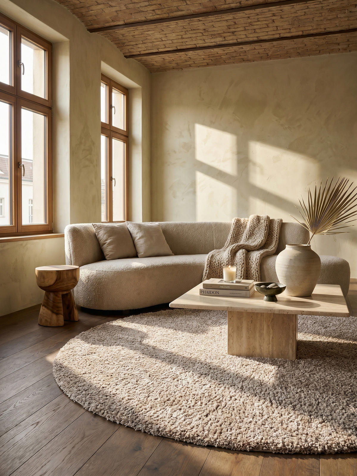 TEPPICH Waschbar Shaggy Uni Kuschelig Schlafzimmer Strapazierfähig Rund Beige 160x160 cm – RHEIN - Beige, Textil (160/160cm) - KADIMA DESIGN
