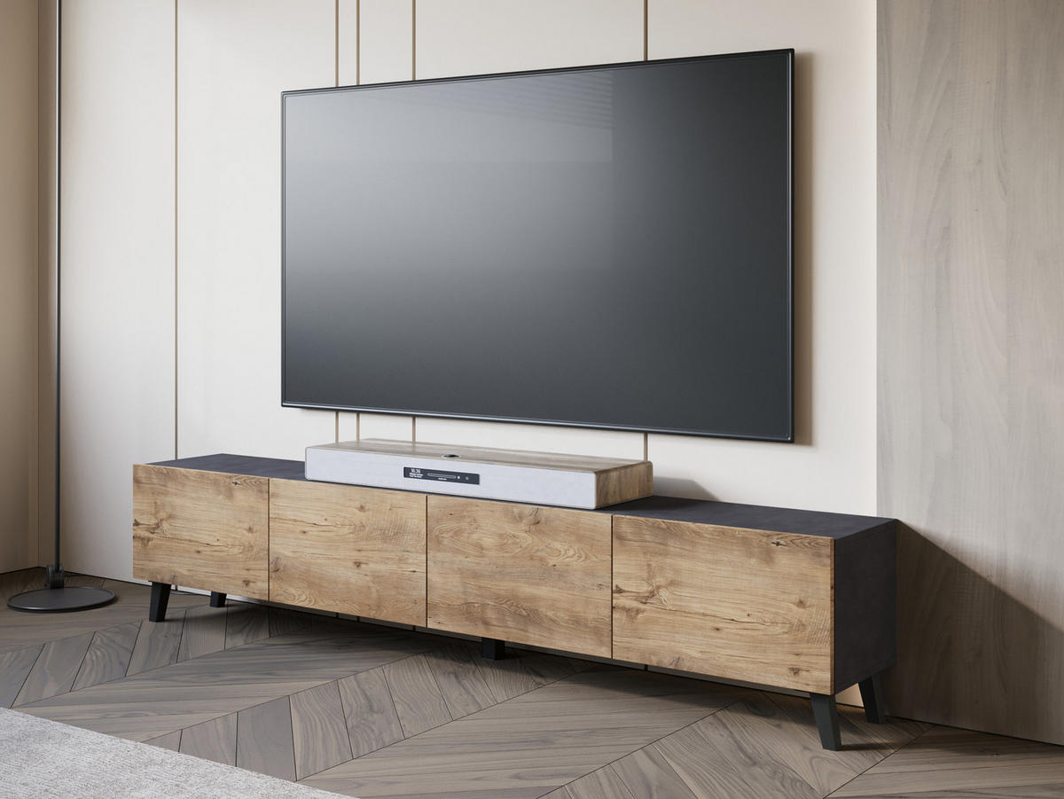 TV-LOWBOARD Phuket 190 - Schwarz/Braun, Holzwerkstoff/Kunststoff (190/40/32cm) - MIRJAN24