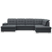 WOHNLANDSCHAFT Jamaal Dunkelgrau linksseitig - Dunkelgrau/Schwarz, Textil (330/106/212cm) - Selsey