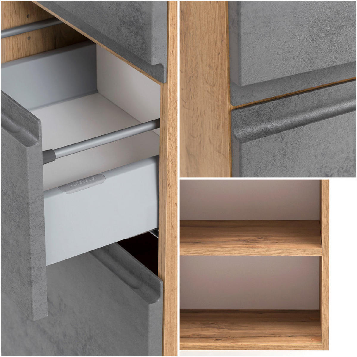 BADMÖBEL-SET 5-TLG. Vasto-03 - Grau, Holzwerkstoff (190/200/47cm) - Lomado