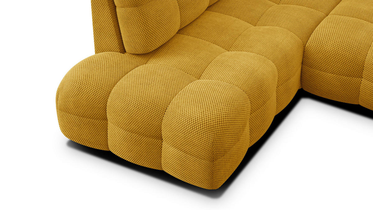 ECKSOFA MELLOW 5-Sitzer, safran - Gelb/Schwarz, Holz/Textil (283/191cm) - Courtois Laville