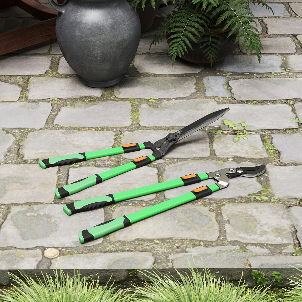 GARTENSCHEREN-SET 2 TLG. aus Metall Kunststoff Grün - Grün, Metall (23/9.5/78.5cm) - Outsunny