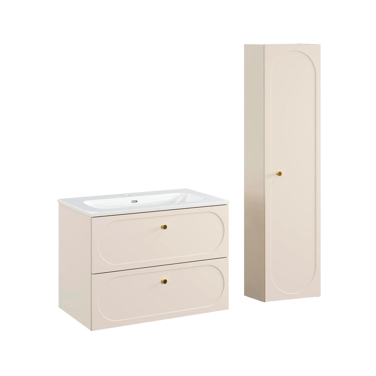 BADMÖBEL 80.2cm Sanae 2er-Set Sandbeige - Beige, Holzwerkstoff (80.2/57/46cm) - Petits-meubles