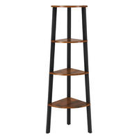 ECKREGAL Holzoptik Metall Dunkelbraun Schwarz Standregal 125x34x34 cm - Dunkelbraun/Schwarz, Holzwerkstoff/Metall (34/125/34cm) - Begryf