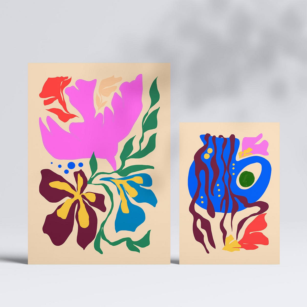 POSTER Set Mit 6 Malerisch 4 In Blume Zusammenfassung Ästhetische Dekorative Gemälde Für Ihr Wohnzimmer, Schlafzimmer, Zuhause A3 & A4 Rahmenlos - Klar, Papier (29/3cm) - Nacnic