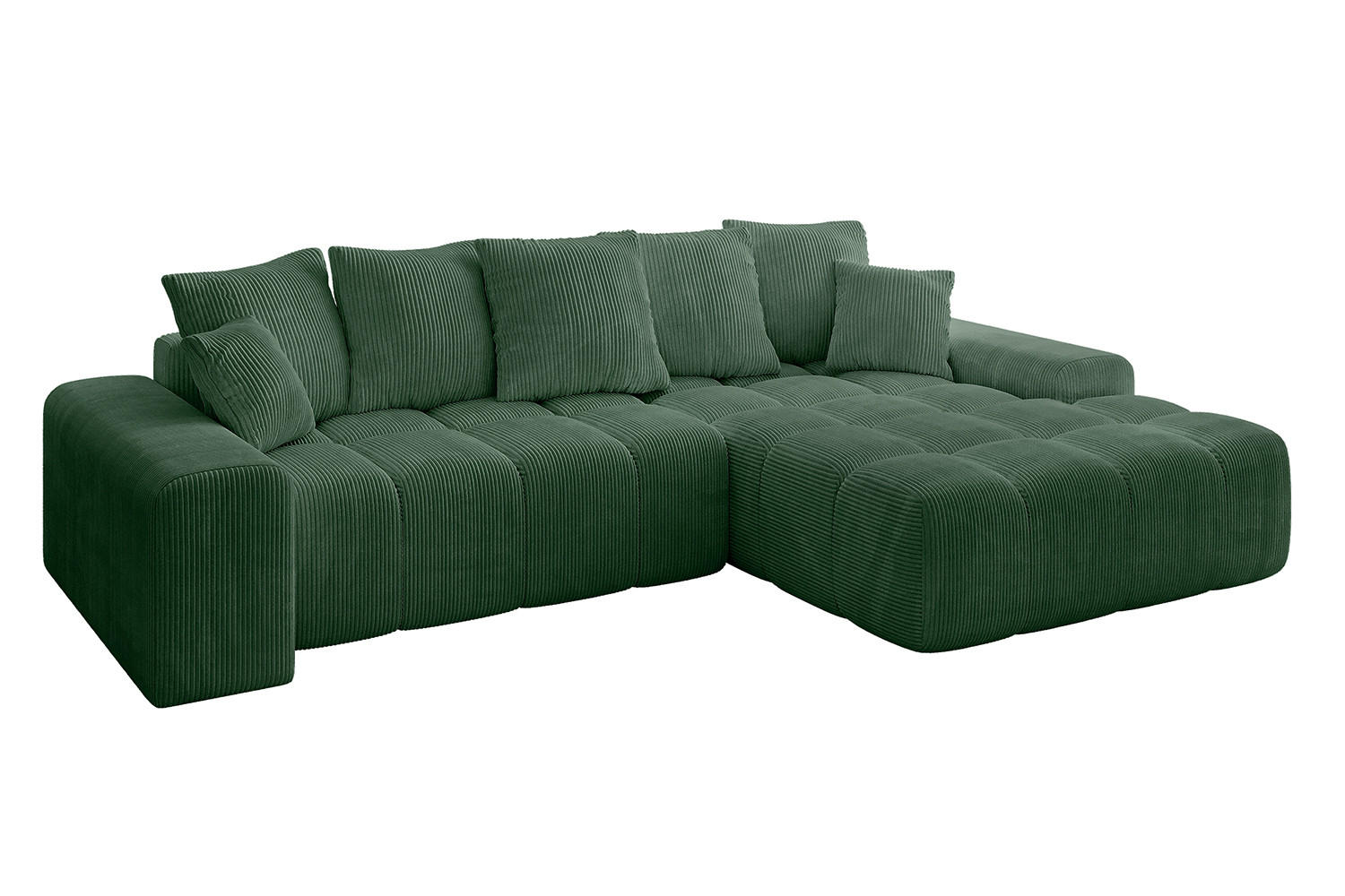 ECKSOFA Ottomane Rechts ENSI-L - 267x164x88 cm Grün - Grün, Holzwerkstoff/Kunststoff (164/267cm) - ALTDECOR