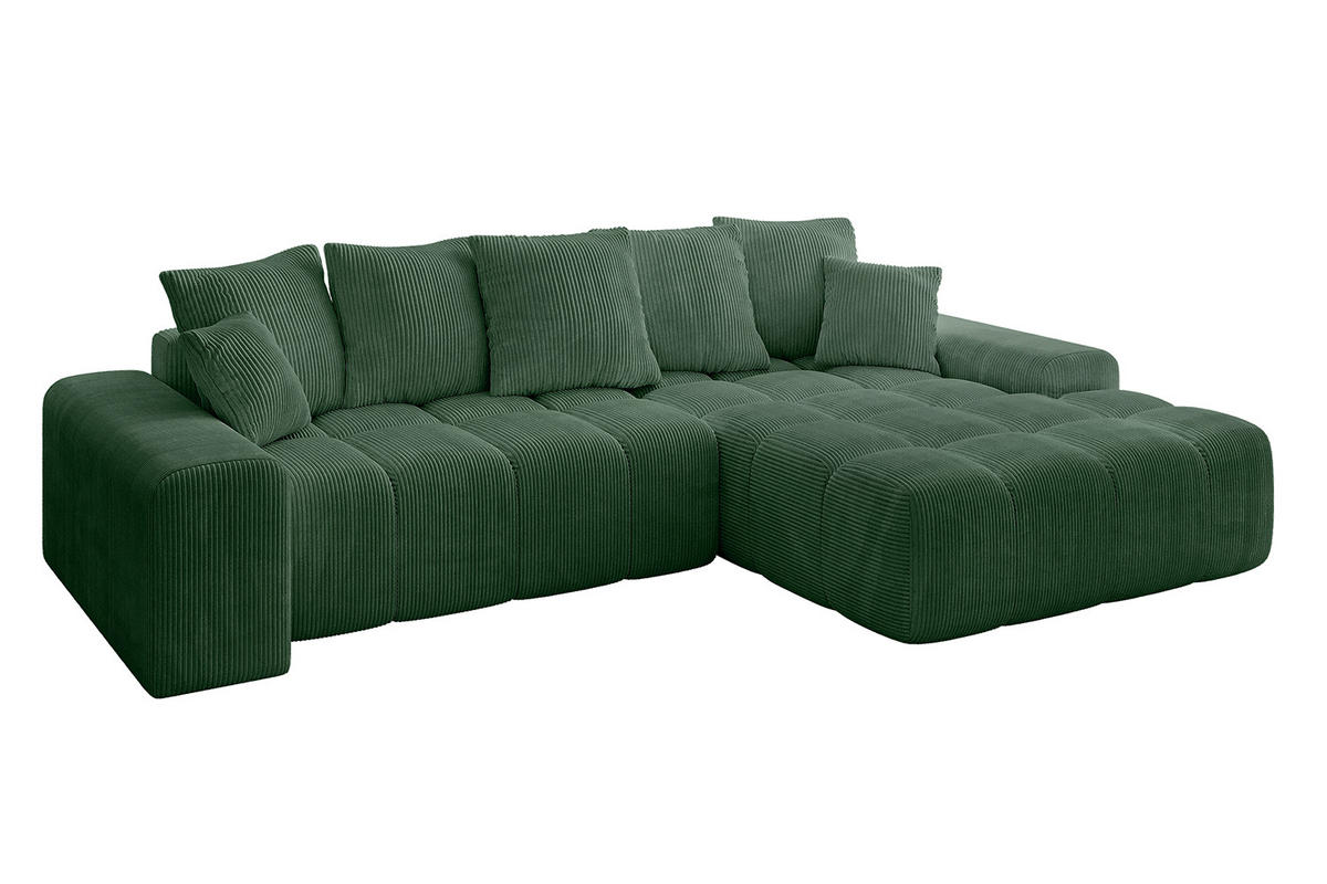 ECKSOFA Ottomane Rechts ENSI-L - 267x164x88 cm Grün - Grün, Holzwerkstoff/Kunststoff (164/267cm) - ALTDECOR