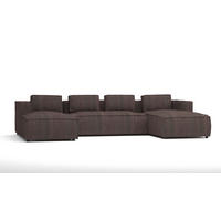 WOHNLANDSCHAFT Nova Dunkelbraun Cord - Dunkelbraun/Schwarz, Holz/Kunststoff (327/64/176cm) - S-Style Möbel