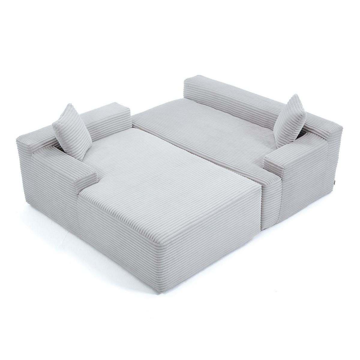 SOFA Coredo hellgrau Cord - Hellgrau, Textil (155/250cm) - Juskys