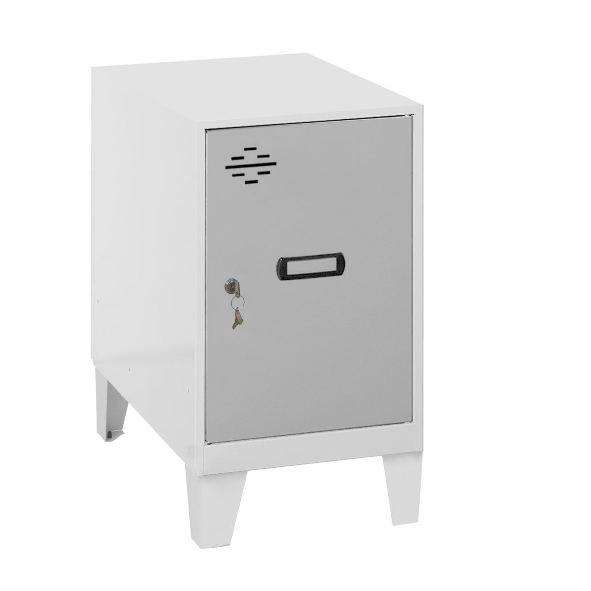 SCHLIESSFACHWÜRFEL Amego HxBxT 57,5x40x50 cm Mit Standfüße Grau-Weiß Spind - Grau, Metall (40/57.5/50cm) - PROREGAL