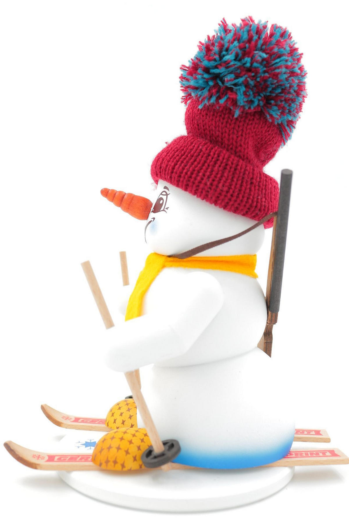 RAUCHFIGUR Schneemann Weiß Biathlon 19 cm - Multicolor, Holz (15/19/0.1cm)