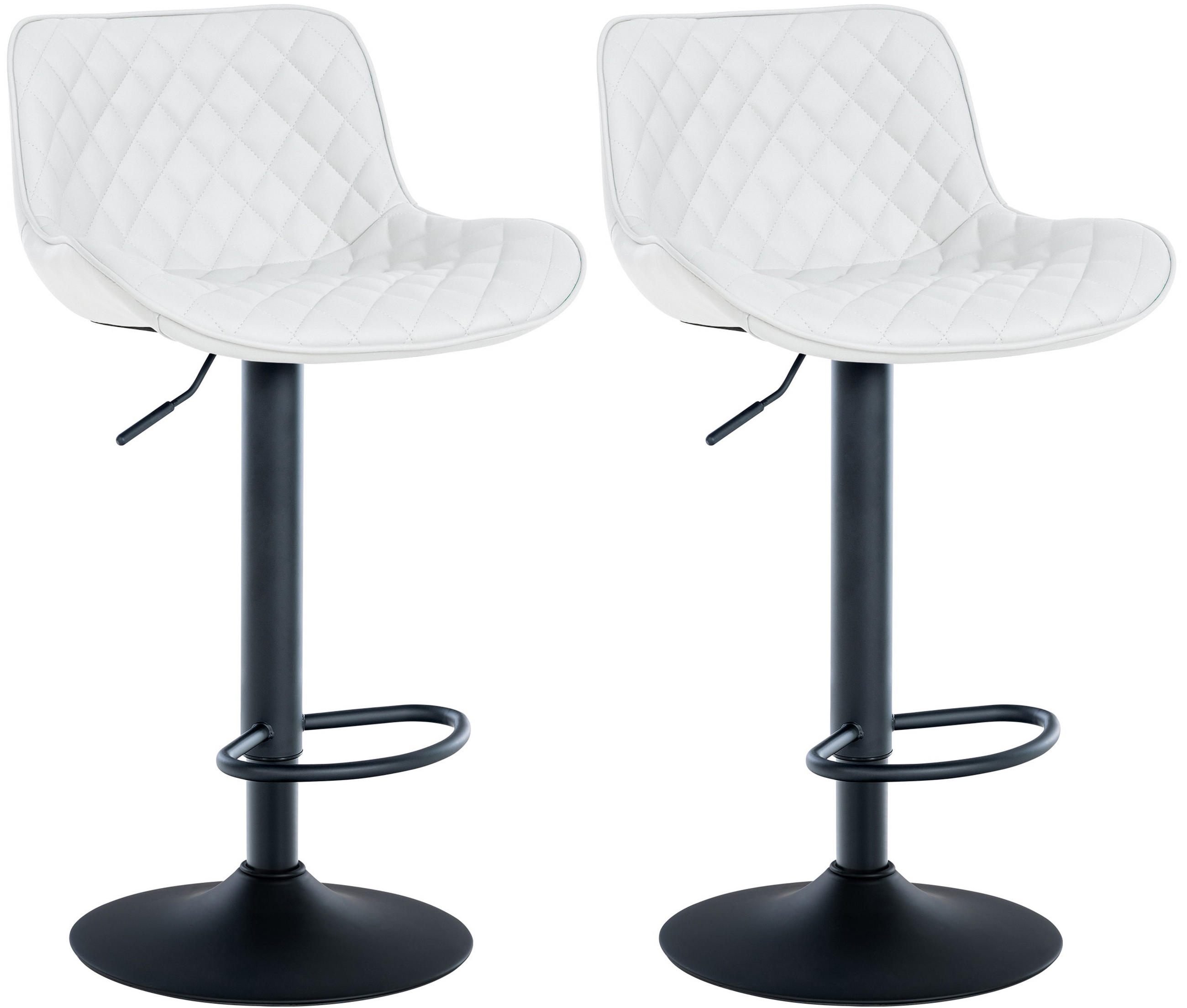 BARHOCKER 2er Set Minerva Kunstleder weiß - Schwarz/Weiß, Kunststoff/Metall (48/105/54cm) - TPFLiving